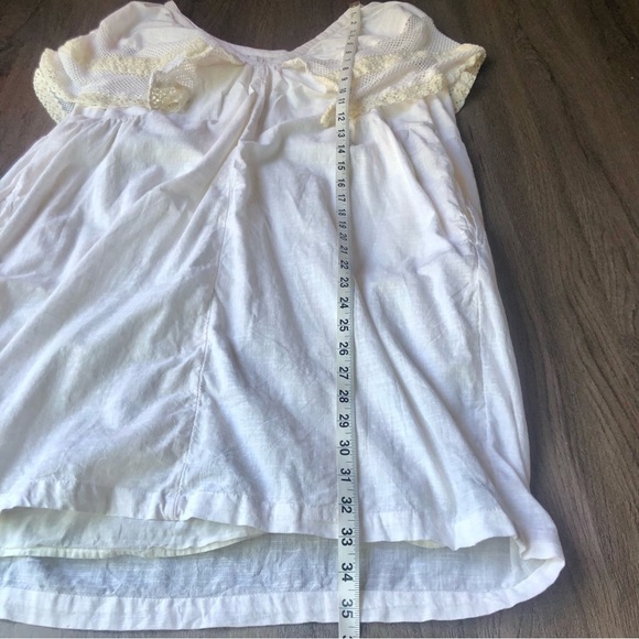 Resort Mini Dress Women’s L Ivory Cotton Flutter Crochet Cottage Peasant Beach - Picture 6 of 7